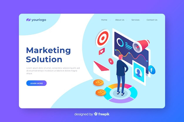 Isometric marketing landing page