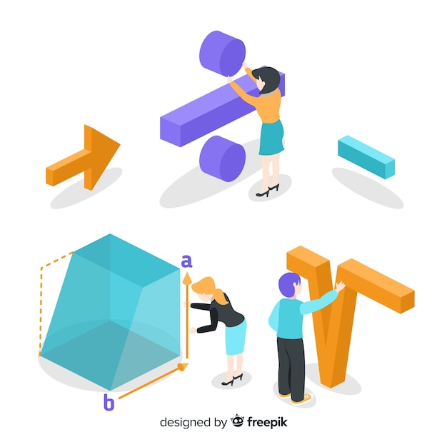 Isometric math concept background