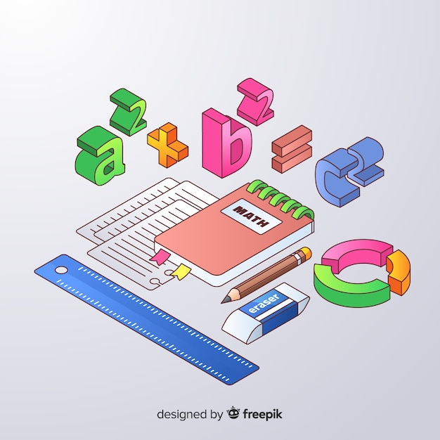 Free Vector isometric math elements background