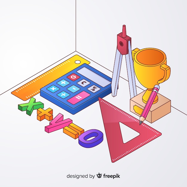 Free Vector isometric math elements background