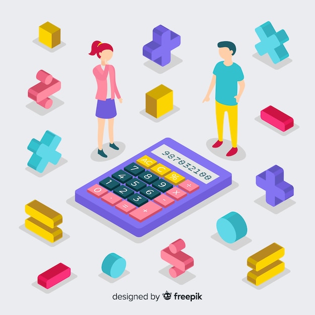 Isometric mathematics concept with algebra equations