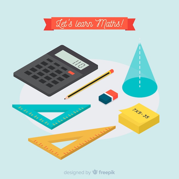 Free Vector isometric maths material background