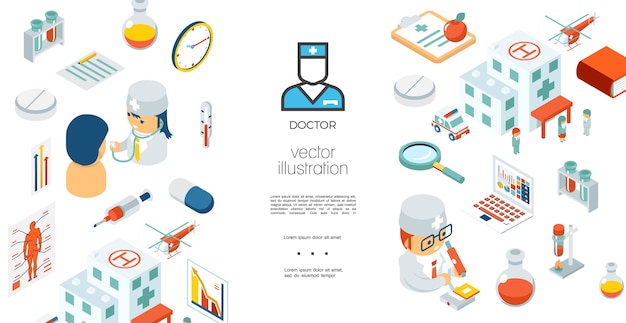 Isometric medical care template 