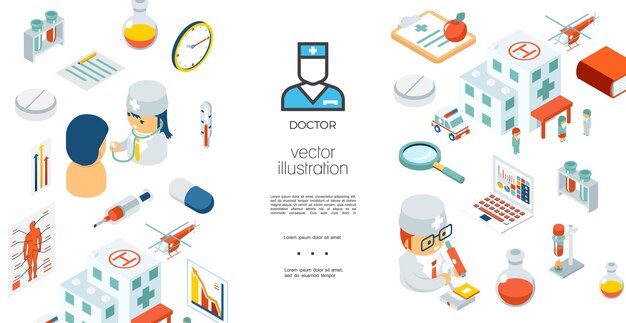 Isometric medical care template 