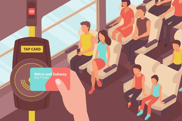 Isometric metro payment illustration