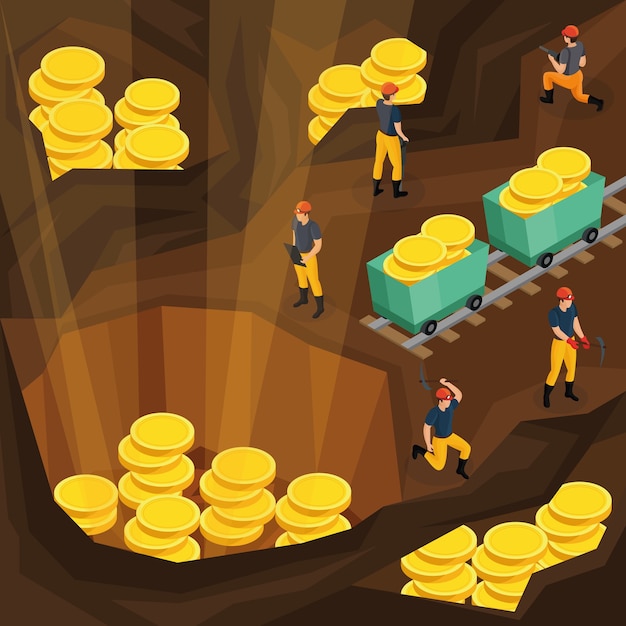 Free Vector isometric mining industry concept