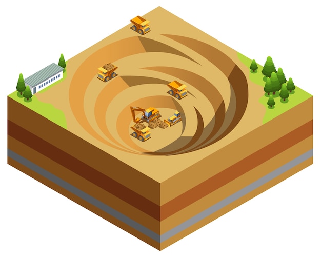 Free Vector isometric mining industry concept