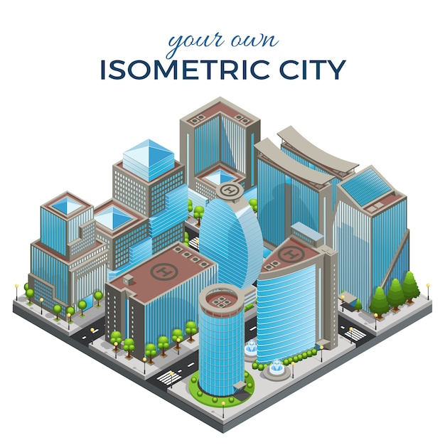 Free Vector isometric modern cityscape template