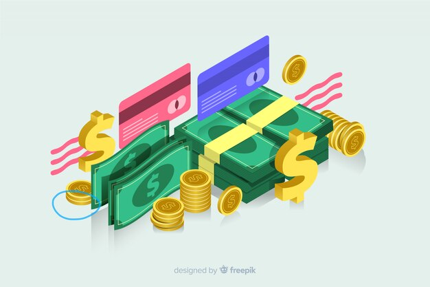 Isometric money in flat design