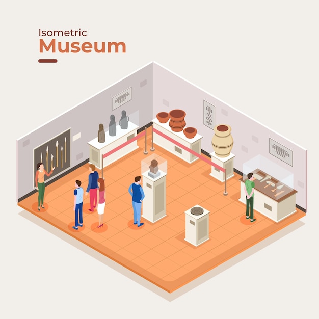 Free Vector isometric museum interior concept