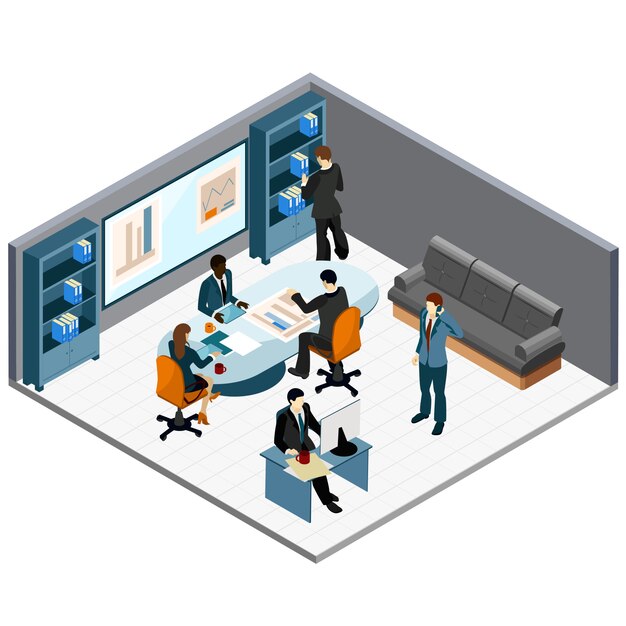 Isometric office meeting