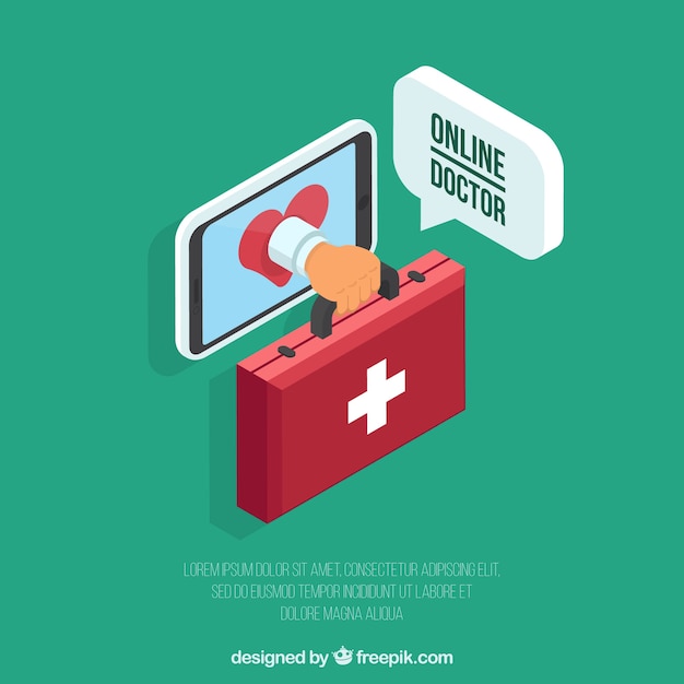 Free Vector isometric online doctor concept