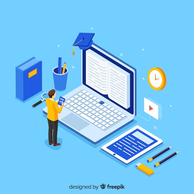 Isometric online education concept