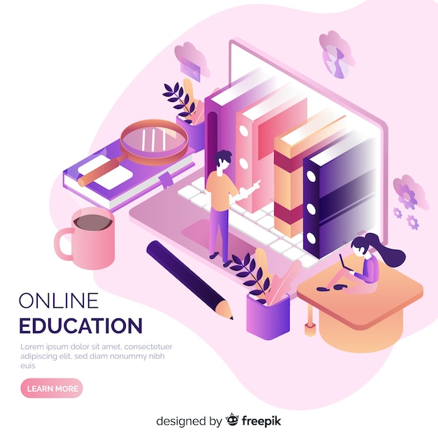 Free vector isometric online education concept