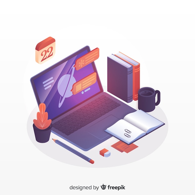 Isometric online education concept