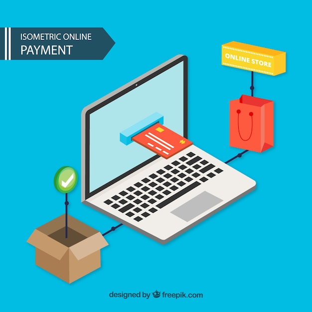 Isometric online payment background