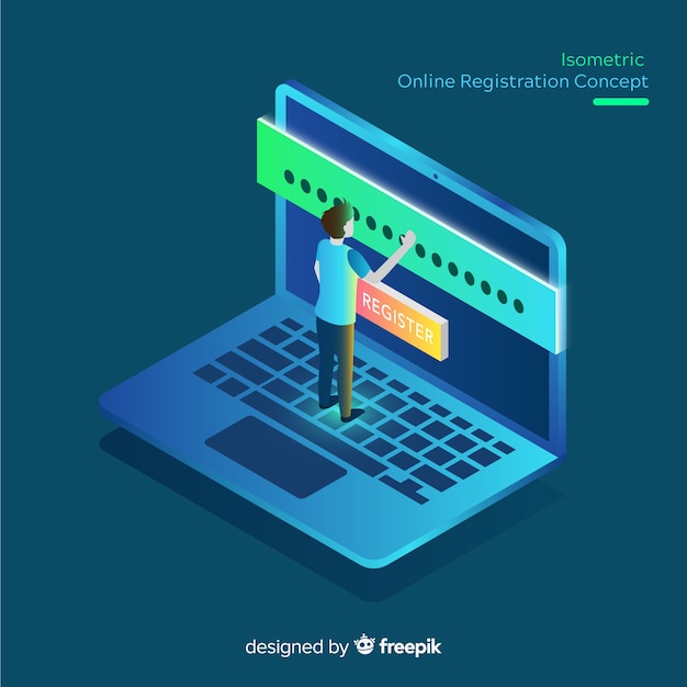 Free vector isometric online registration concept