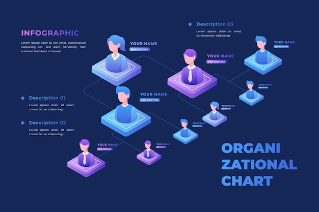 Isometric organizational chart infographic