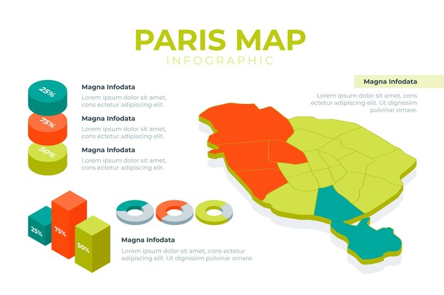 Isometric paris map infographics