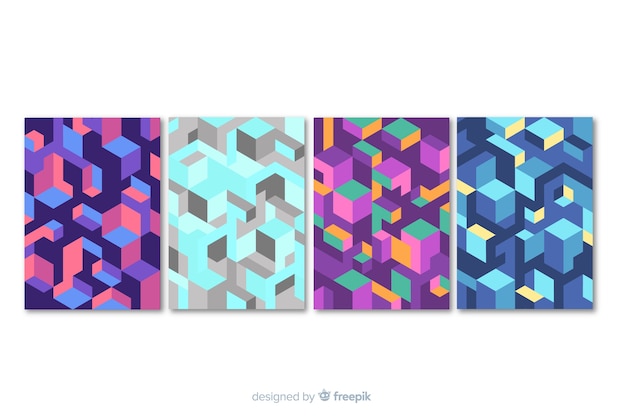 Isometric pattern brochure template collection