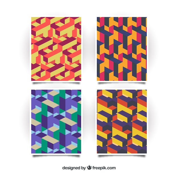 Isometric pattern brochure template collection