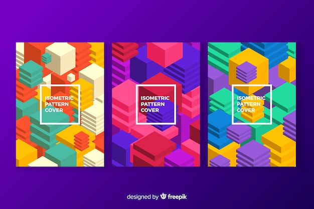 Free Vector isometric pattern cover collection