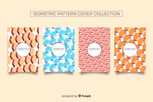 Free Vector isometric pattern cover collection