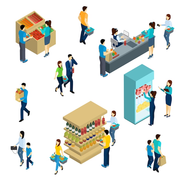 Isometric People Shopping