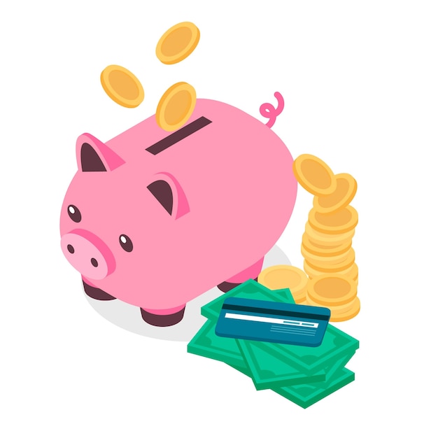 Free Vector isometric piggy bank background