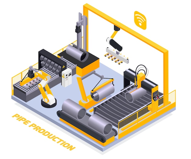 Free Vector isometric pipe production illustration