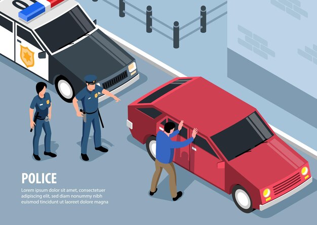 Isometric police illustration