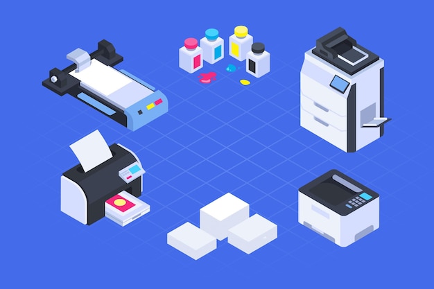 Free Vector isometric printing industry  illustrated