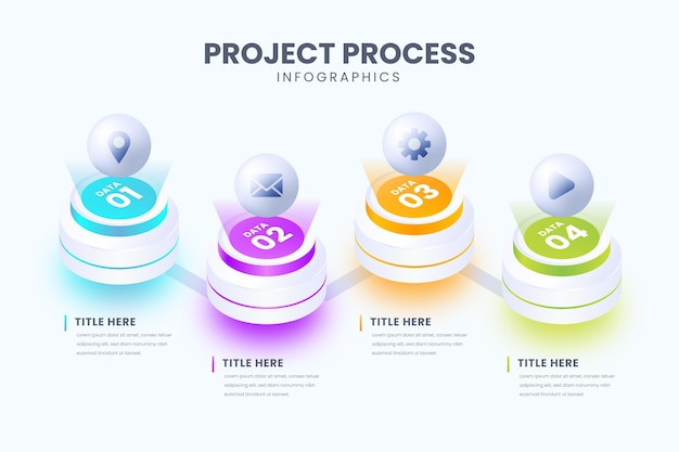 Isometric process infographic template