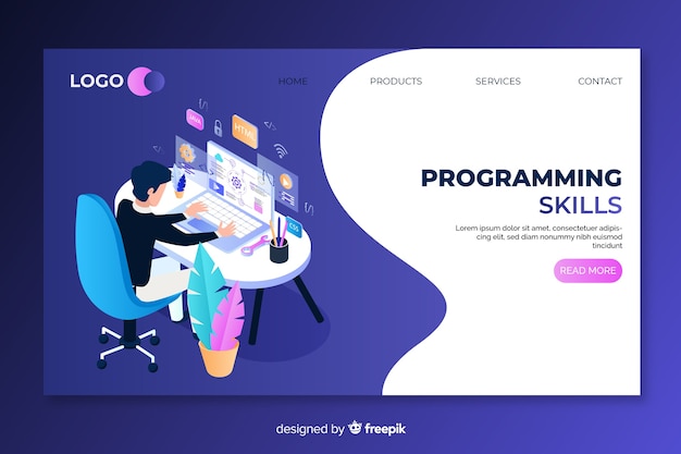 Isometric programming landing page template