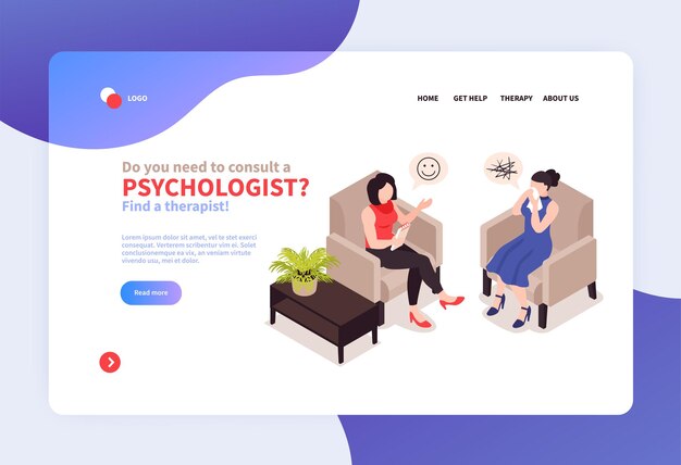 Isometric psychologist banner website w