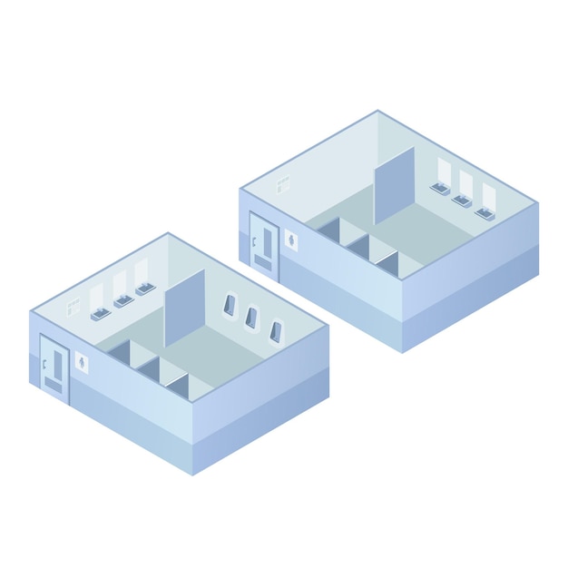 Isometric public toilets