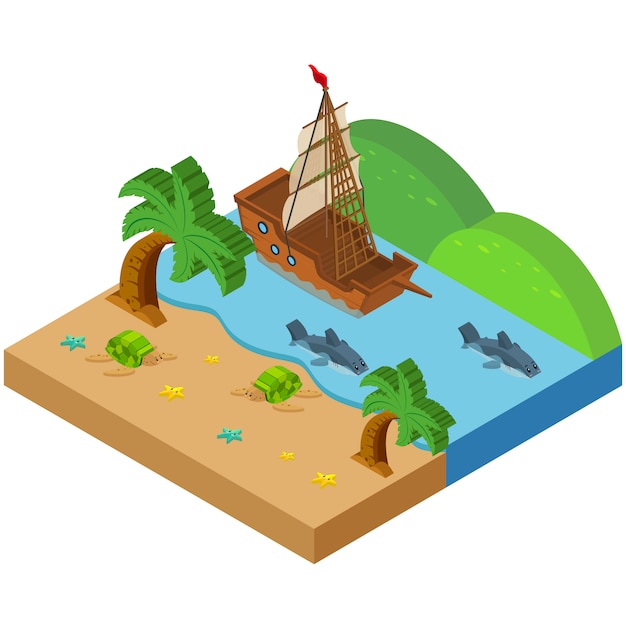 Free Vector isometric river design