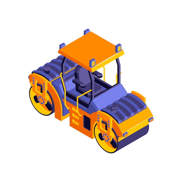 Free Vector isometric road construction roller composition with isolated image of asphalt compactor vector illustration