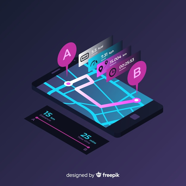 Free Vector isometric running mobile app infographic