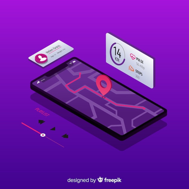 Free vector isometric running mobile app infographic