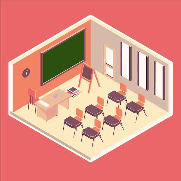 Free Vector isometric school scene