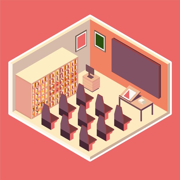 Isometric school scene