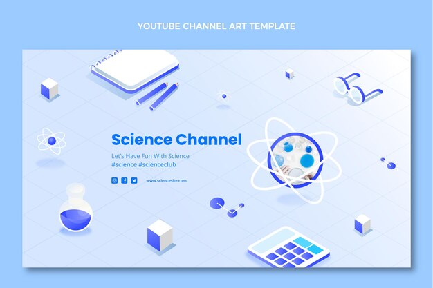 Isometric science youtube channel art