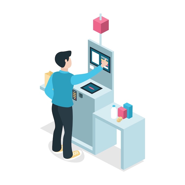 Isometric self-service cashier