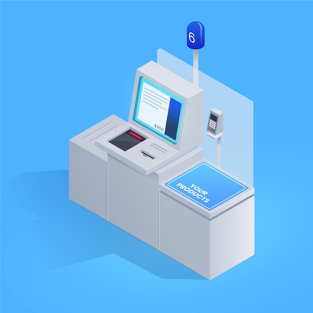 Isometric self-service cashier