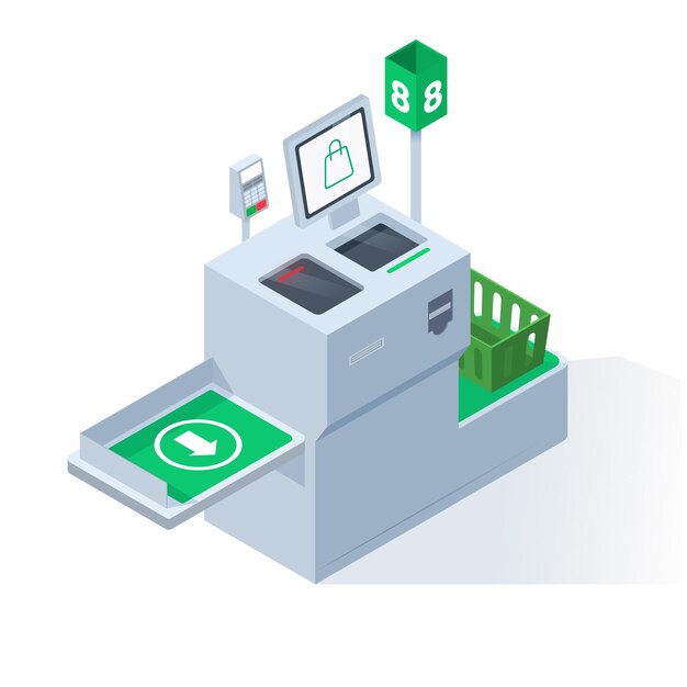 Isometric self-service cashier