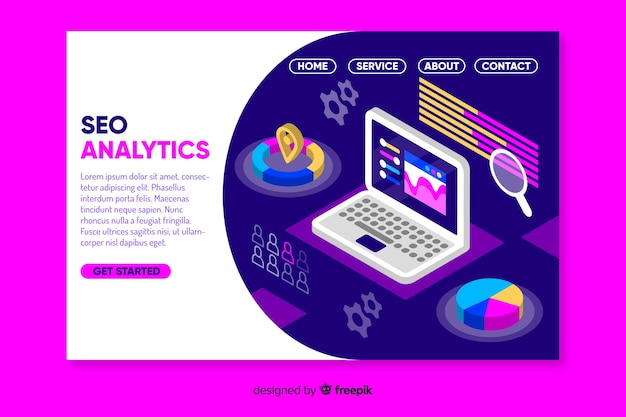 Free Vector isometric seo landing page template