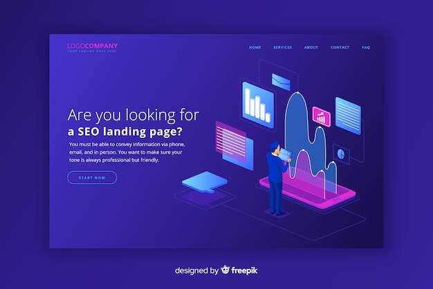 Isometric seo landing page template