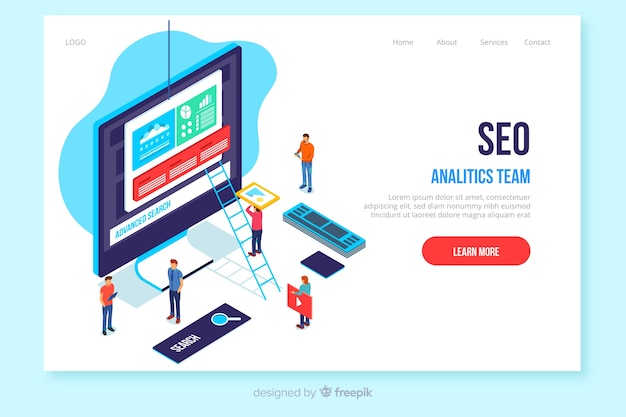 Isometric seo landing page template