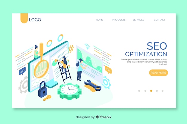 Isometric seo landing page template